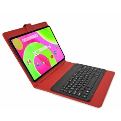 12" Octa Core Tablet, 8GB RAM, 256GB Storage, Android 14, Bundled with Red Keyboard, Backpack and Stylus Pen<Linsay
