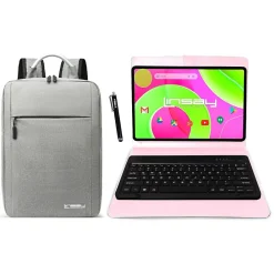 12" Octa Core Tablet, 8GB RAM, 256GB Storage, Android 14, Bundled with Pink Keyboard Case, Backpack and Stylus Pen<Linsay Clearance