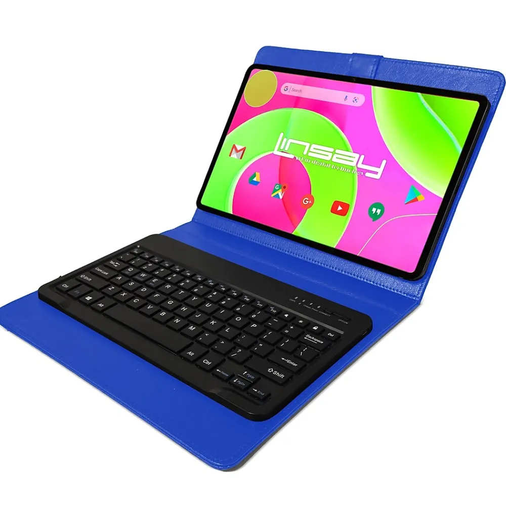 12" Octa Core Tablet, 8GB RAM, 256GB Storage, Android 14 Bundled with Blue Keyboard Case, Briefcase, Stylus Pen<Linsay New