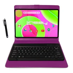 12" Octa Core Tablet, 8GB RAM, 256GB Storage, Android 14, Bundled with Purple Keyboard and Stylus Pen<Linsay New