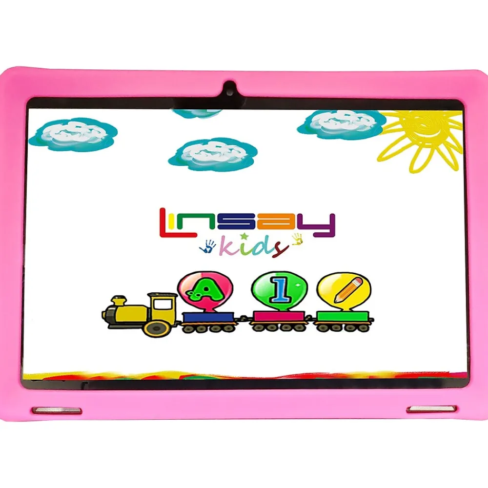 10.1" Tablet with Case, WiFi, 2GB RAM, 64GB Storage, Android 13, Black/Pink (F10IPKIDSP)<Linsay New