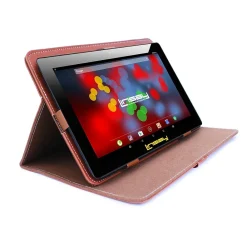 F10 Series 10.1" Tablet with Brown Leather Case, WiFi, 2GB RAM, 64GB Storage, Android 13 (F10XIPSBCLBROWN)<Linsay New