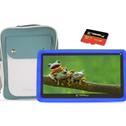Kids' 7" Tablet with Case, Kids' Bag, and microSD Card, Wi-Fi, 2 GB RAM, 64GB, Android 13, Blue (F7UHDKIDSBBSD)<Linsay New