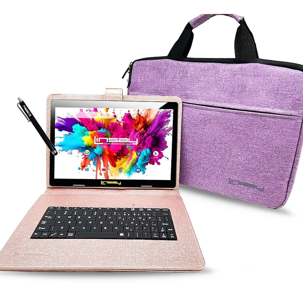 Octa Core 10.1" Tablet, 4GB RAM, 128GB Storage, Android 13 OS, Bundled with Keyboard Case, Briefcase & Stylus Pen<Linsay New