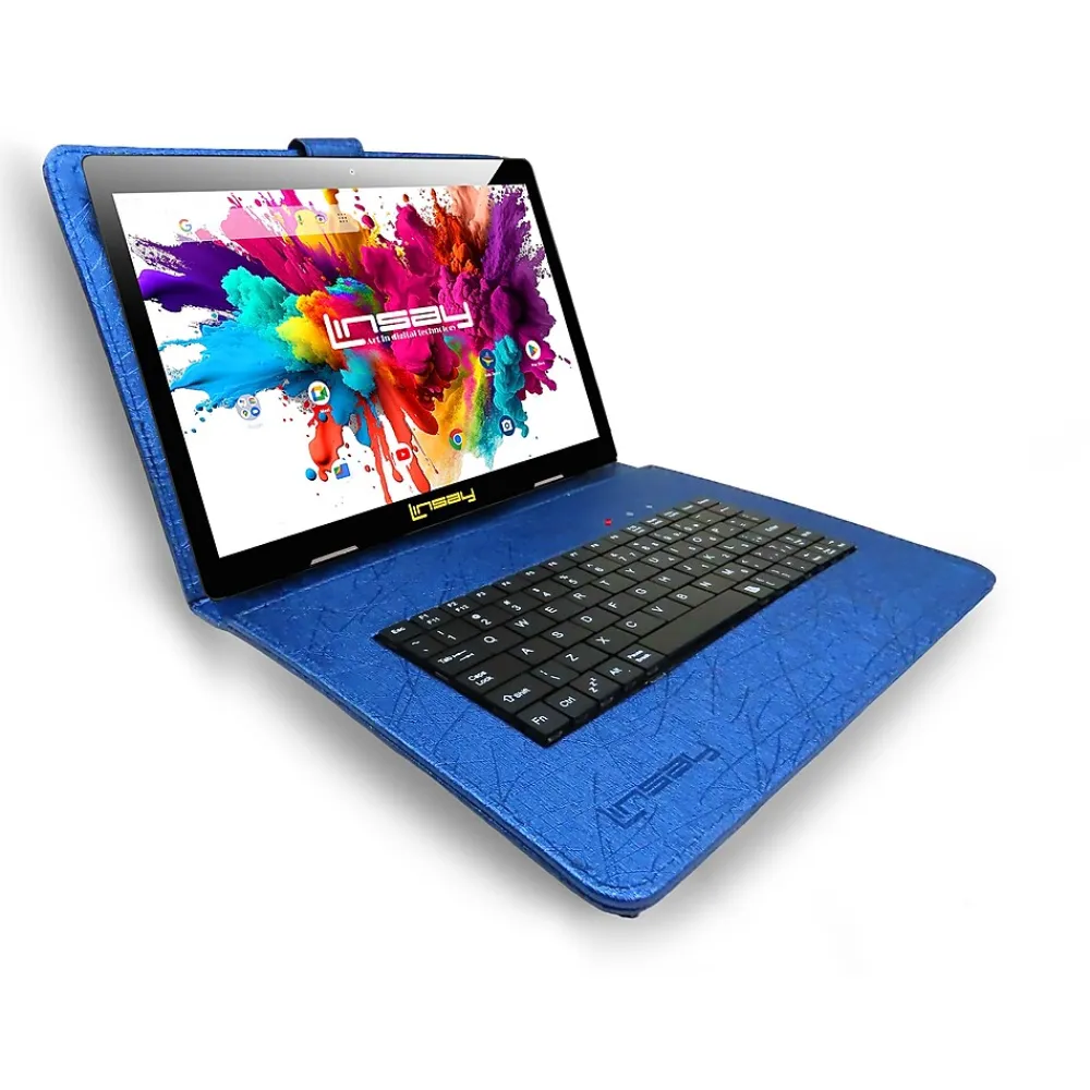 Octa Core 10.1" Tablet, 4GB RAM, 128GB Storage, Android 13, Bundled with Blue Keyboard Case, Briefcase, and Stylus Pen<Linsay Discount