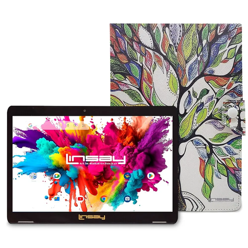 10.1"OCTA CORE 128GB Storage Android 13 Tablet with Tree Marble Case snd Pen Stylus<Linsay Discount