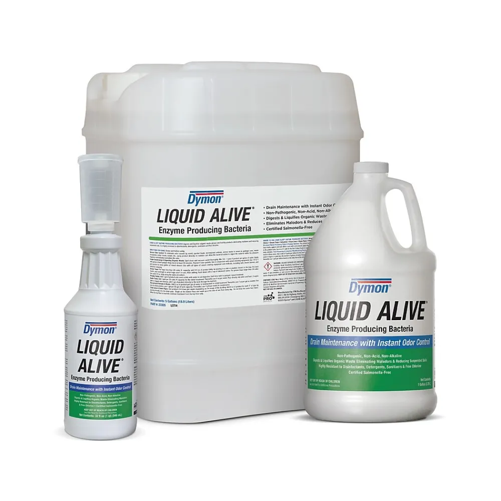 LIQUID ALIVE Odor Digestant Enzyme Multi-Surface and Drain Cleaner, 32 oz, 12/Carton (33601)<Dymon Online
