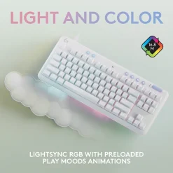 Hot Logitech Aurora G713 Ergonomic Mechanical Gaming Keyboard, White Mist (920-010413)