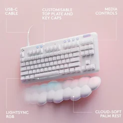 Hot Logitech Aurora G713 Ergonomic Mechanical Gaming Keyboard, White Mist (920-010413)