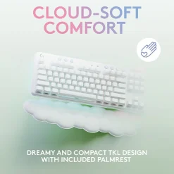 Clearance Logitech Aurora G715 Wireless Ergonomic Gaming Keyboard, White Mist (920-010453)