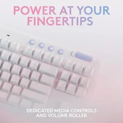 Clearance Logitech Aurora G715 Wireless Ergonomic Gaming Keyboard, White Mist (920-010453)