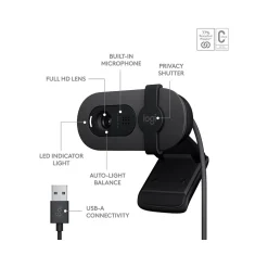 Sale Logitech Brio 100 Full HD 1080p Webcam, 2 Megapixels, Graphite (960-001580)