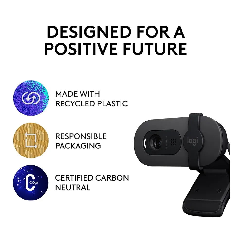 Sale Logitech Brio 100 Full HD 1080p Webcam, 2 Megapixels, Graphite (960-001580)