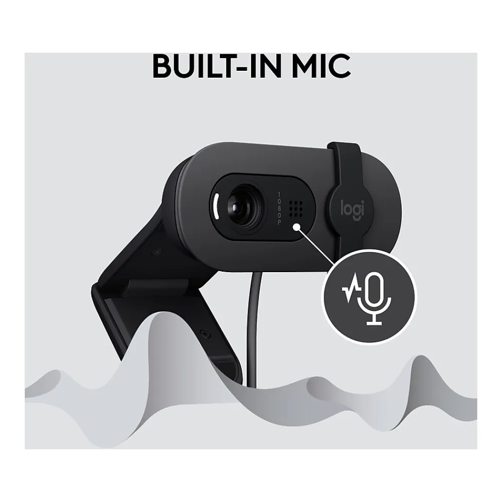 Sale Logitech Brio 100 Full HD 1080p Webcam, 2 Megapixels, Graphite (960-001580)