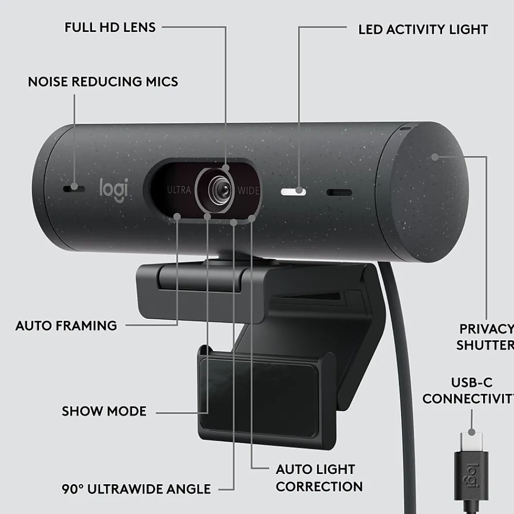 Best Logitech Brio 505 HD 1080p Webcam, 4 Megapixels, Graphite (960-001522)