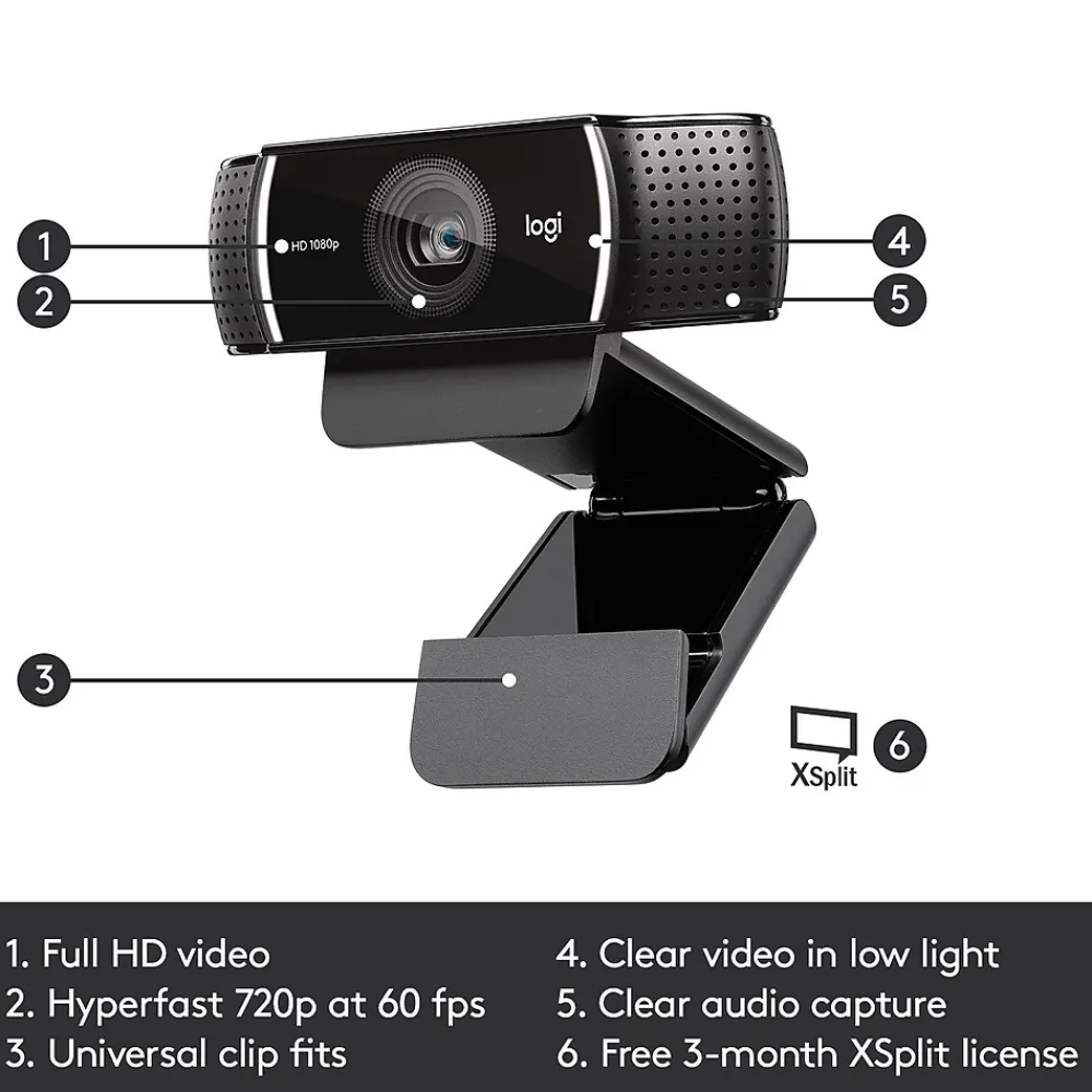 Best Logitech C922 Pro Stream Webcam 1080P Camera for HD Video Streaming, Black (960-001087)