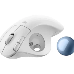 Outlet Logitech Ergo M575S Wireless Ergonomic Optical USB Mouse, Off-White/Blue (910-007028)