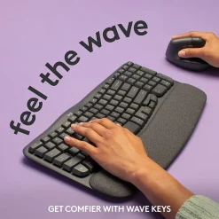 New Logitech Ergo Series Wave Keys Wireless Ergonomic Keyboard, Graphite (920-011898)