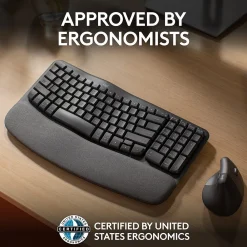 New Logitech Ergo Series Wave Keys Wireless Ergonomic Keyboard, Graphite (920-011898)