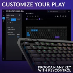 Sale Logitech G515 LIGHTSPEED TKL Wireless Gaming Mechanical Keyboard, Black (920-012423)