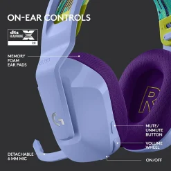 Online Logitech G Series G733 Wireless Over-the-Ear Gaming Headset, (981-000889) Lilac