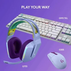 Online Logitech G Series G733 Wireless Over-the-Ear Gaming Headset, (981-000889) Lilac