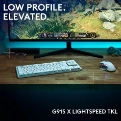 Hot Logitech G Series G915 X LIGHTSPEED TKL Wireless Tactile Gaming Keyboard, White (920-012732)