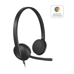 Online Logitech H340 Computer Headset, Over-the-Head, Black (981-000507)