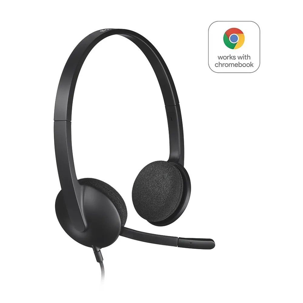 Online Logitech H340 Computer Headset, Over-the-Head, Black (981-000507)