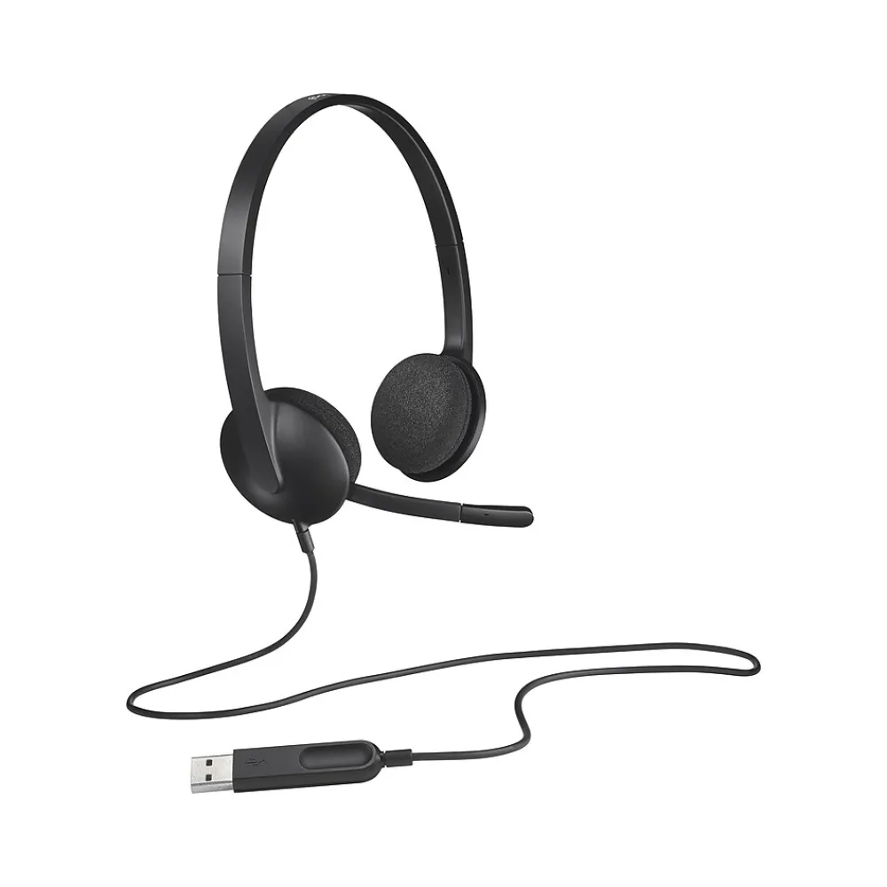 Online Logitech H340 Computer Headset, Over-the-Head, Black (981-000507)