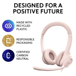 Discount Logitech H390 Noise Canceling Stereo Headset, (981-001280) Rose
