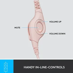 Hot Logitech H390 Wired Headset For PC/Laptop, Rose Noise Canceling Stereo Computer Headset, USB-A (981-001280)