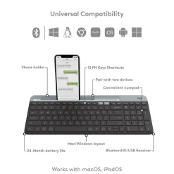 Logitech K585 Slim Multi-Device Wireless Keyboard, Graphite (920-011479)