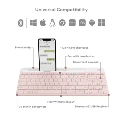 Logitech K585 Slim Multi-Device Wireless Keyboard, Rose (920-011477)
