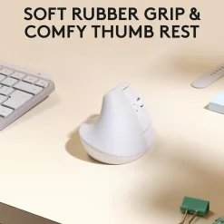 Logitech Lift Vertical Ergonomic Wireless Optical Mouse for Mac, (910-006471) White