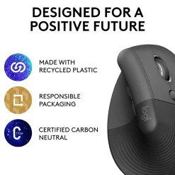 Best Logitech Lift Vertical Wireless Ergonomic Vertical Optical Bluetooth & USB Mouse, (910-006466) Graphite