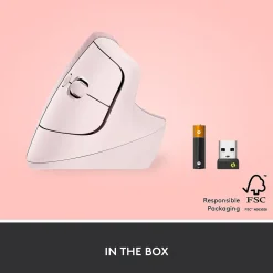 Sale Logitech Lift Wireless Ergonomic Vertical Optical Bluetooth & USB Mouse, (910-006472) Rose
