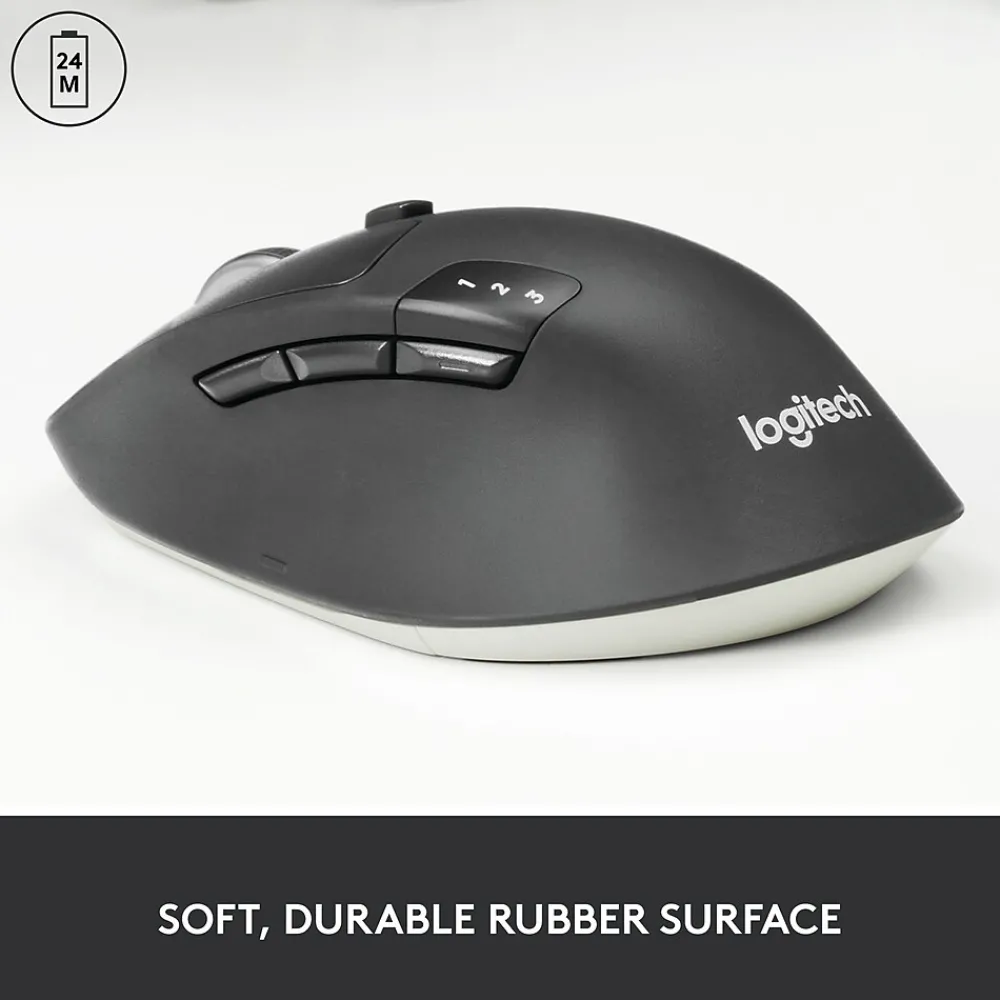 Logitech M720 TRIATHLON Wireless Ergonomic Optical Bluetooth & USB Mouse, Black (910-004790)