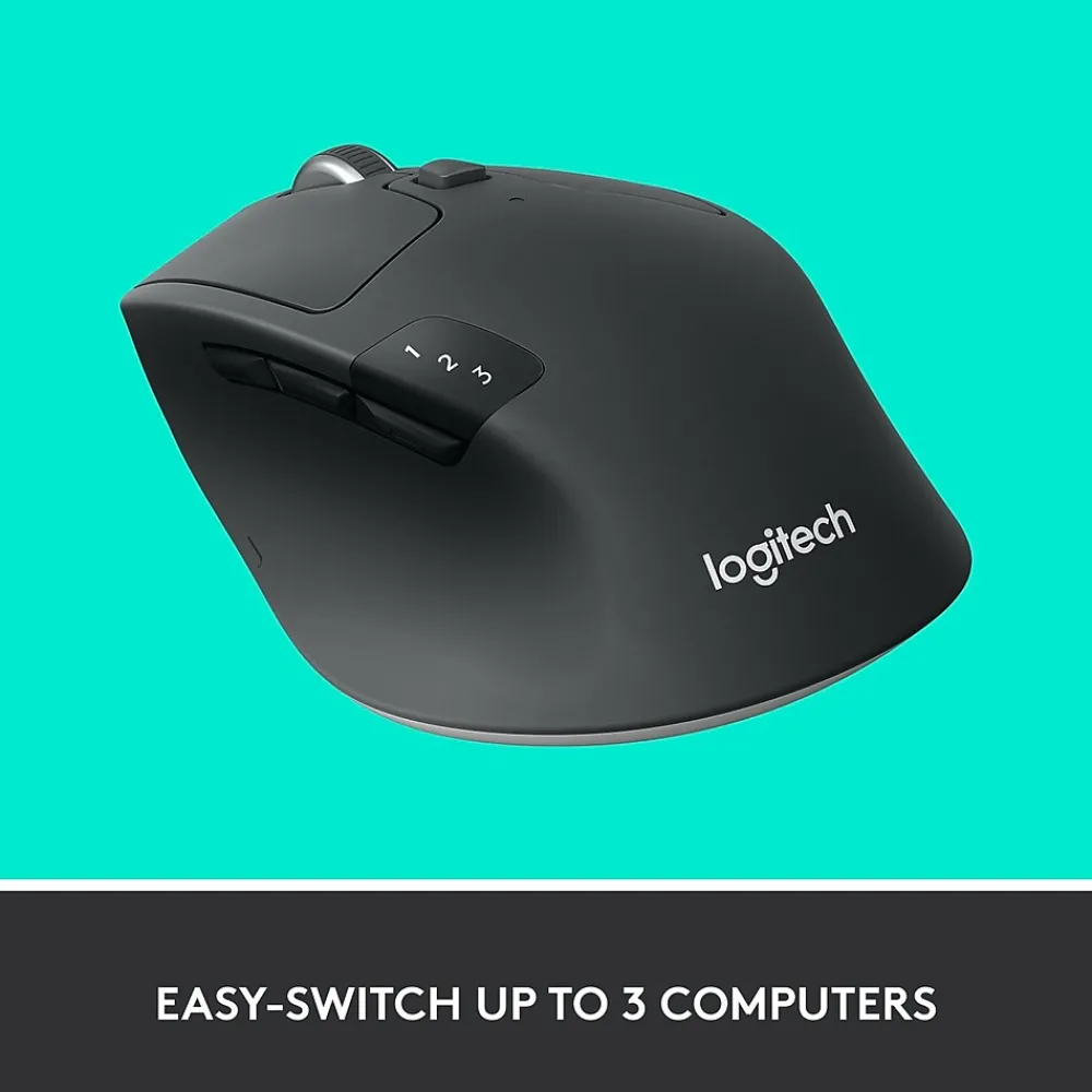 Logitech M720 TRIATHLON Wireless Ergonomic Optical Bluetooth & USB Mouse, Black (910-004790)