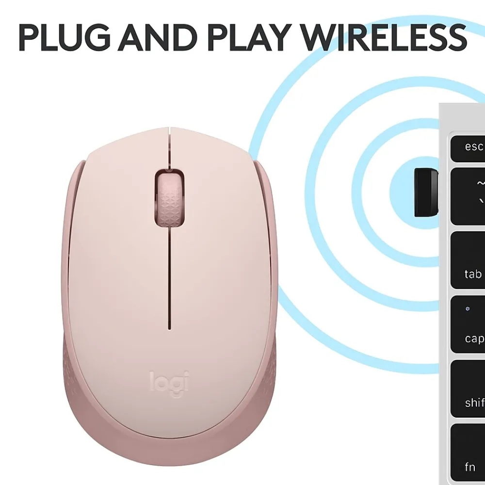 Discount Logitech M170 Wireless Ambidextrous Optical Mouse, Rose (910-006862)