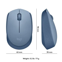 New Logitech M170 Wireless Ambidextrous Optical Mouse, Blue/Gray (910-006863)