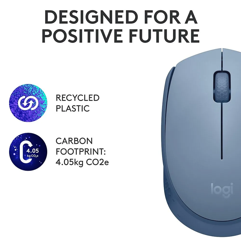 New Logitech M170 Wireless Ambidextrous Optical Mouse, Blue/Gray (910-006863)