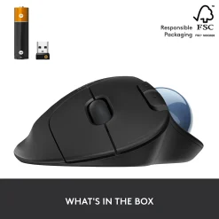 Discount Logitech M575 Wireless Ergonomic Trackball Bluetooth & USB Mouse, (910-005869) Black