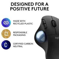 Discount Logitech M575 Wireless Ergonomic Trackball Bluetooth & USB Mouse, (910-005869) Black