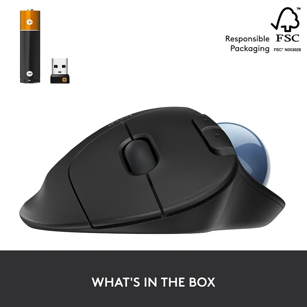 Hot Logitech M575 Wireless Ergonomic Trackball Bluetooth & USB Mouse, (910-005869) Black