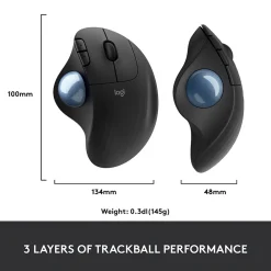 Hot Logitech M575 Wireless Ergonomic Trackball Bluetooth & USB Mouse, (910-005869) Black