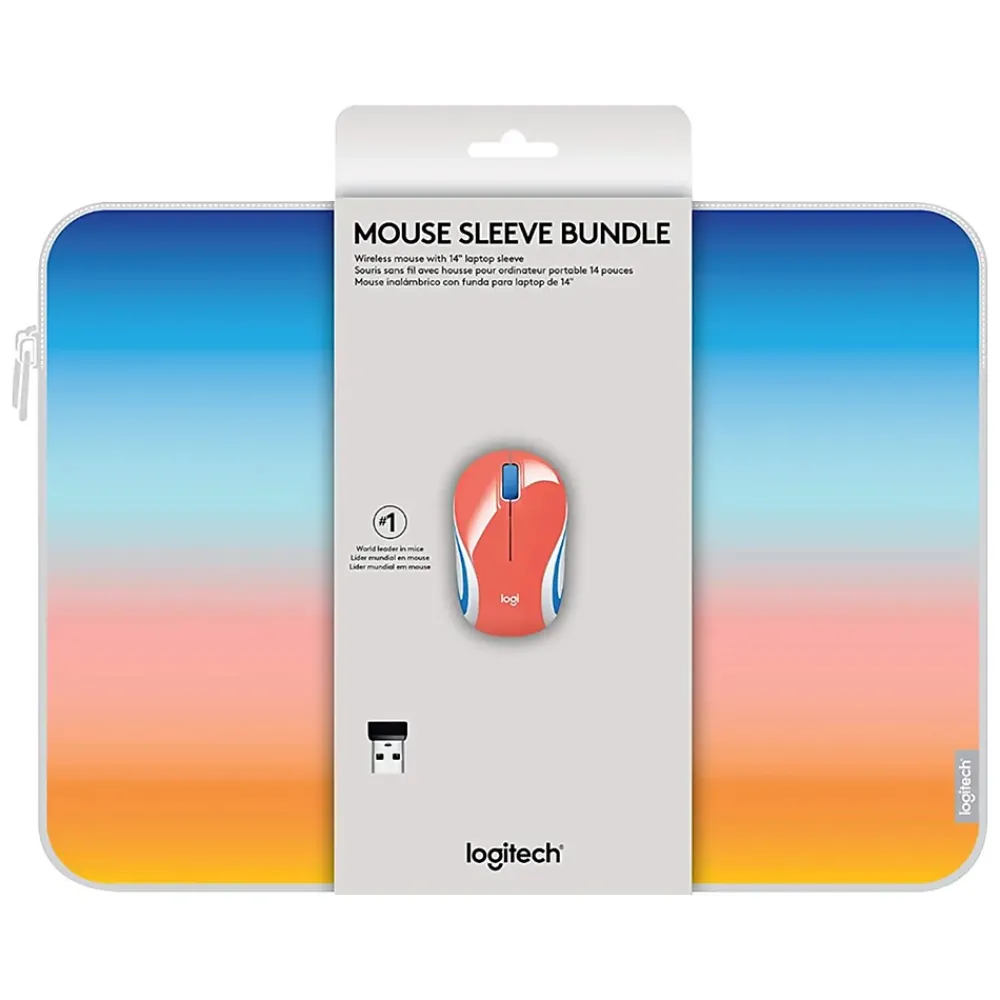 New Logitech M187 Wireless Optical USB Mouse with 14" Laptop Sleeve, Blue Sunset (910-005737)