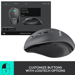 Outlet Logitech Marathon M705 Wireless Ergonomic Optical USB Mouse, Charcoal (910-001935)
