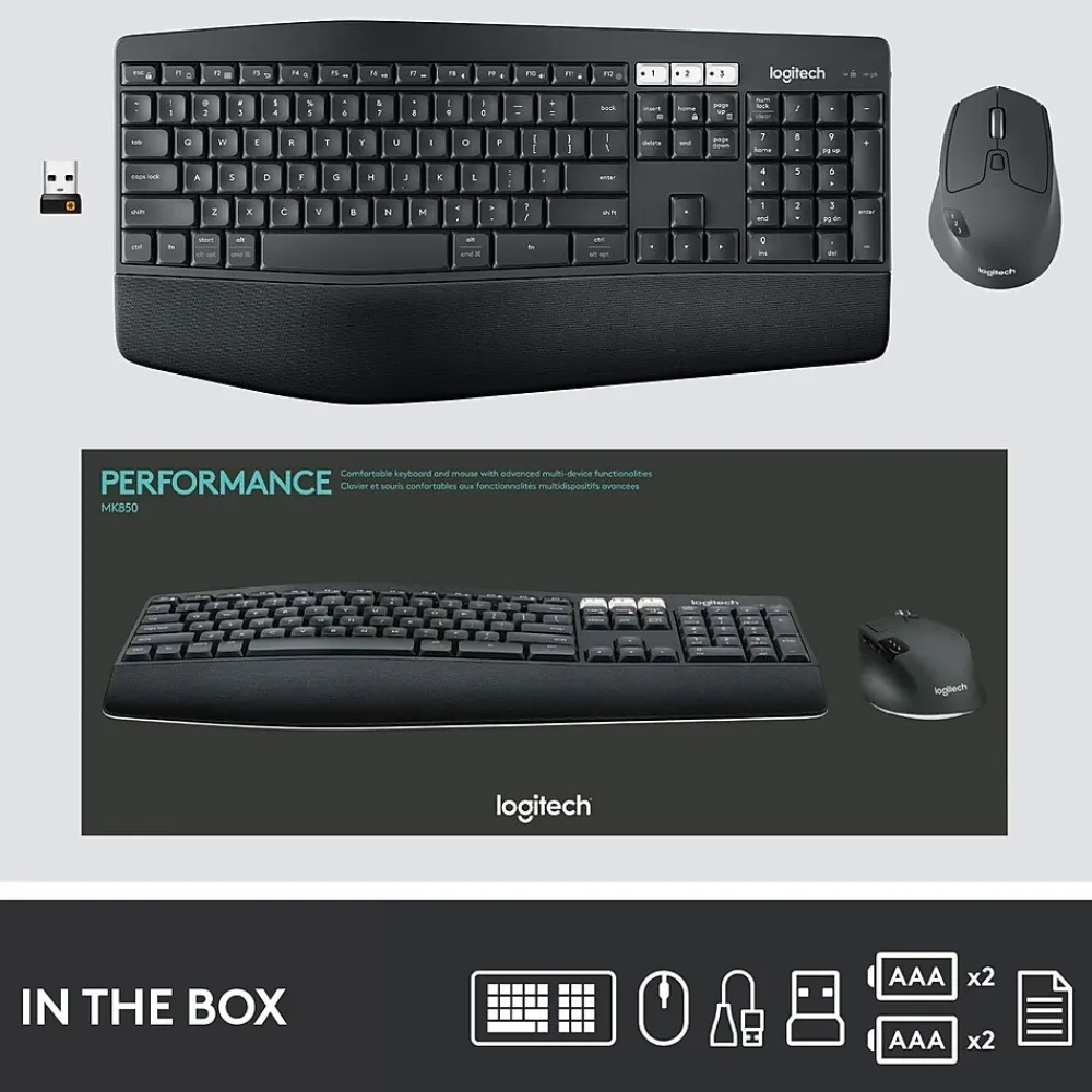Outlet Logitech MK850 Performance Wireless Keyboard and Mouse Combo, Black (920-008219)