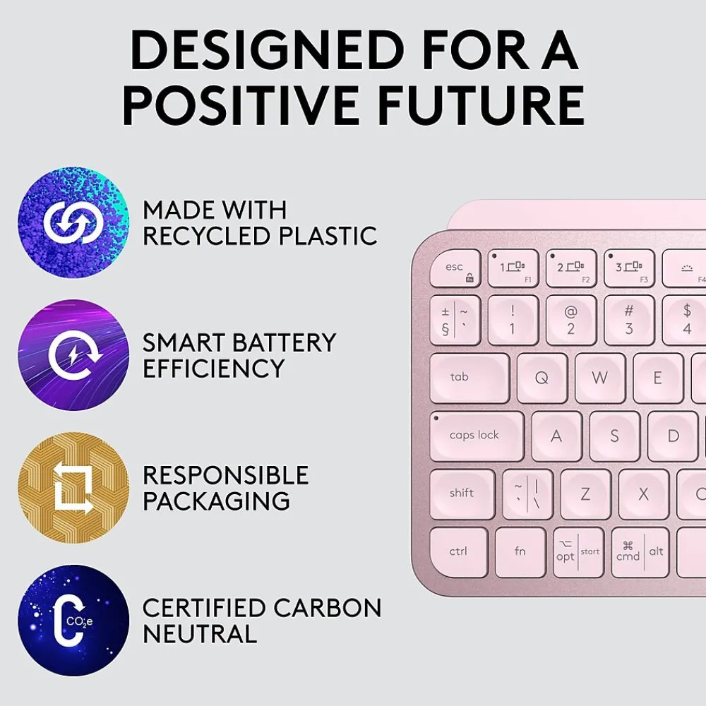 Logitech MX Keys Mini Wireless Ergonomic Keyboard, Rose (920-010474)